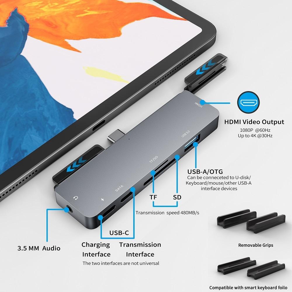 7-In-1 Docking Station For Ipad Pro Hdmi 4K Audio Sd / Tf Usb 3.0 Usb-C Pd 5