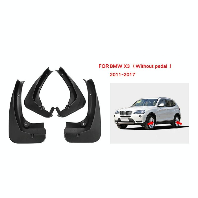 For Bmw X3 F25 Without Pedals 2011-2017 4Pcs / Set Car Auto Soft Plastic Splash Flaps Fender Guard 3