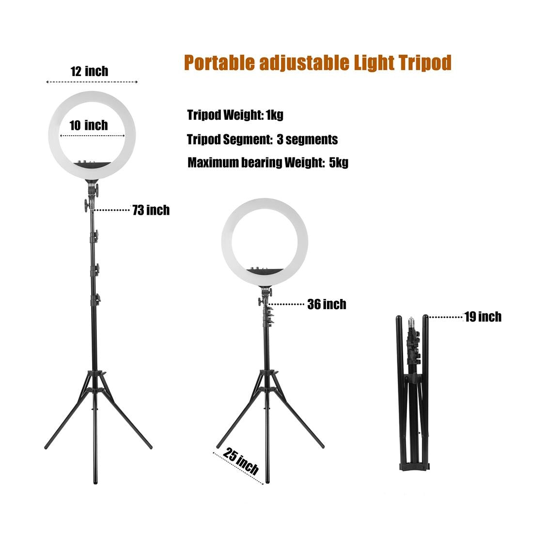 12 Two-colour Dimmable Ring Fill Light with Tripod - 28w 100-240v 10