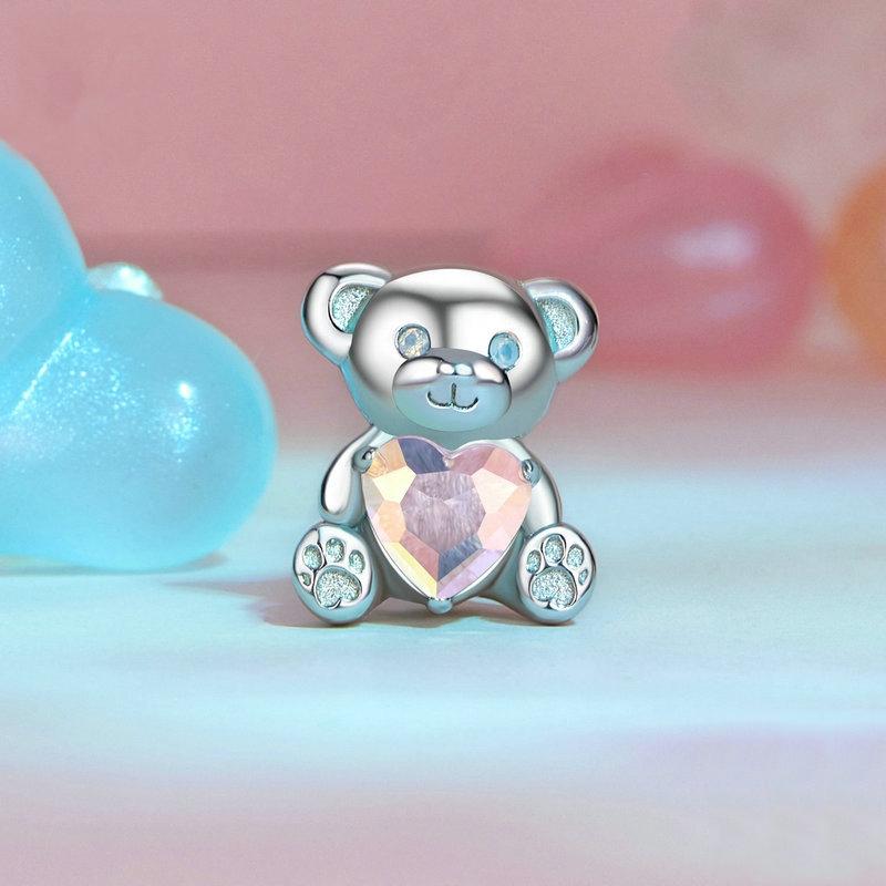 925 Sterling Silver Valentine'S Day Bear Beads 3