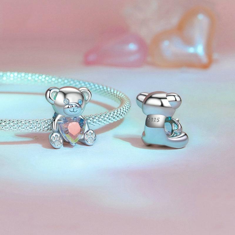 925 Sterling Silver Valentine'S Day Bear Beads 5