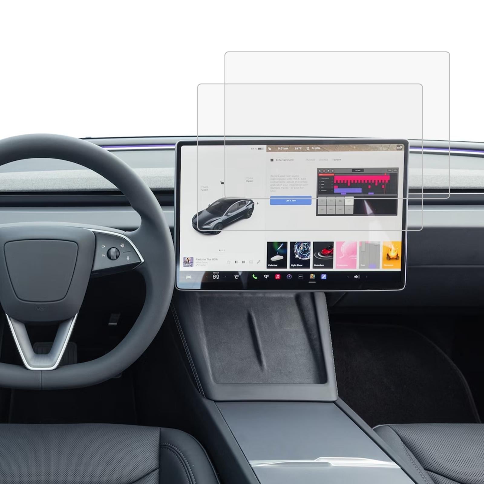 2-pack Tempered Glass Film for Car Navigator Protection - For Tesla Model 3 2024