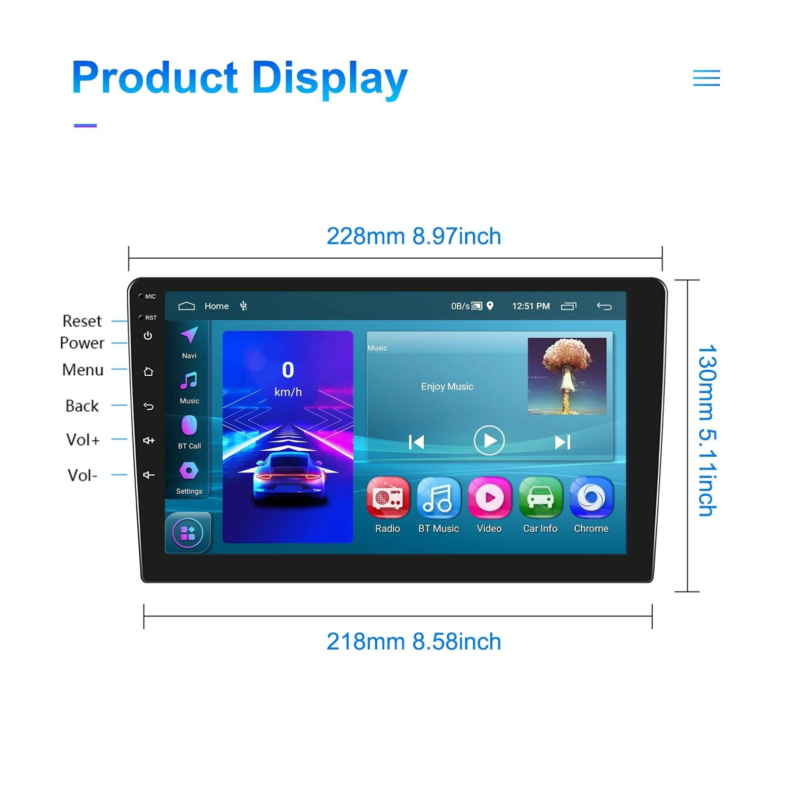 9 Inch Car Android Navigation Screen With Carplay - 2 + 64G 3