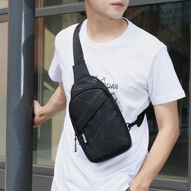 Men Oxford Cloth Chest Bag Line Blue Multi Purpose Sports Messenger Bag 3