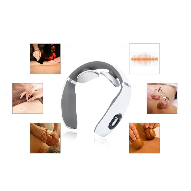 Intelligent Neck Massager Electromagnetic Vibration White 10