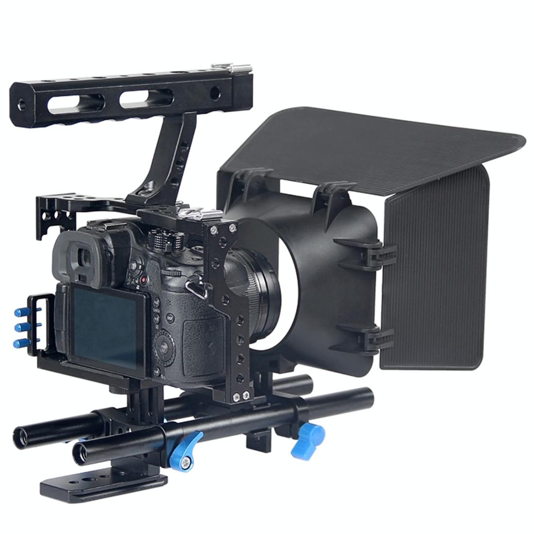 Video Camera Cage Stabilizer Kit With Matte Box & Follow Focus For Panasonic Lumix Dmc-Gh4 & G7 / Sony A7 Series 5