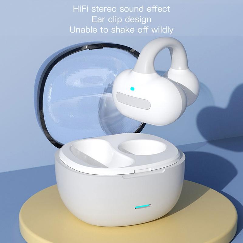 Touch Bone Conduction Bluetooth Earphone with Charging Warehouse - Ear Clip Type - Black 6