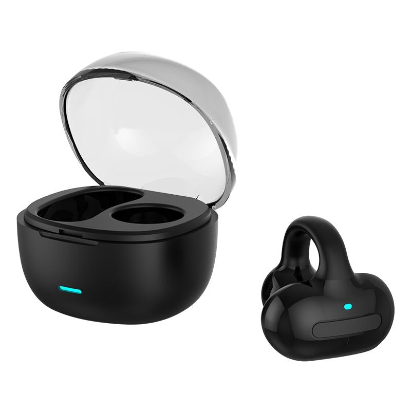 Touch Bone Conduction Bluetooth Earphone with Charging Warehouse - Ear Clip Type - Black 14