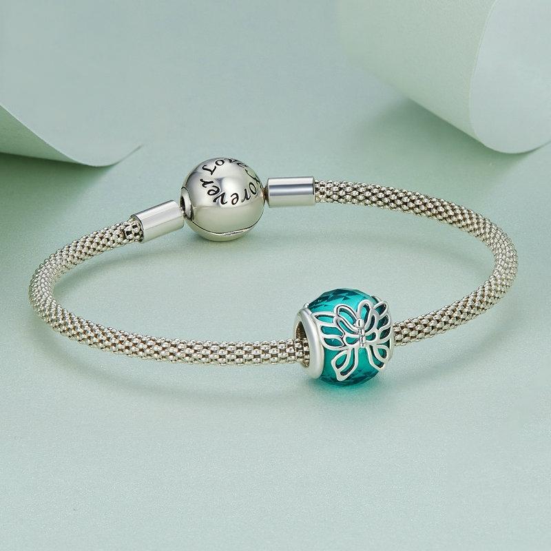 925 Sterling Silver Butterfly Bracelet With Insect Pattern Beads 4