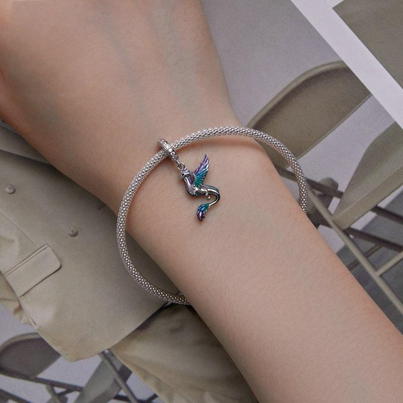 925 Sterling Silver Dragon Bracelet With Zircon Beads 6