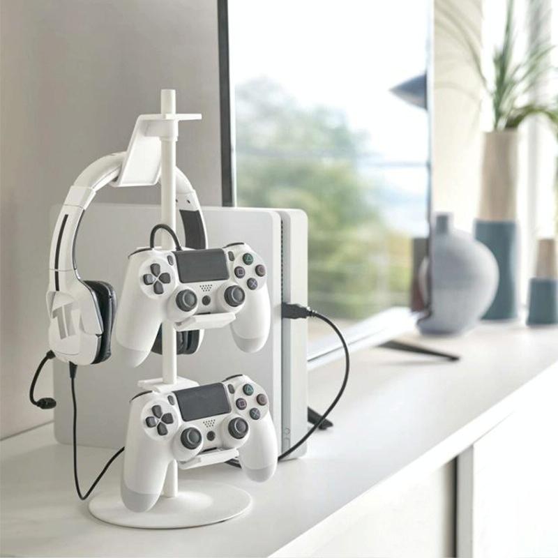 3-tier Desktop Gamepad and Headphone Storage Rack - White 7