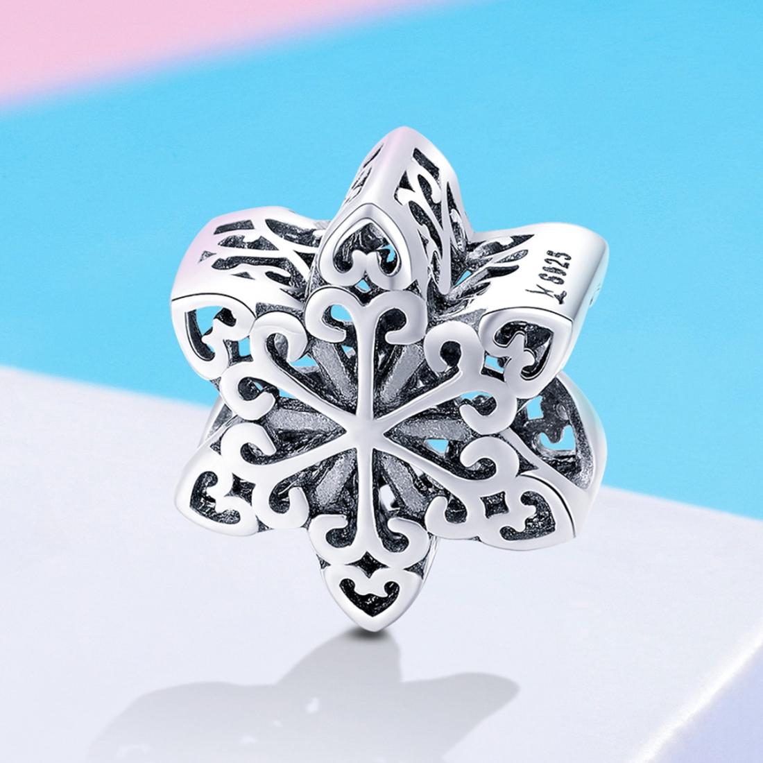 925 Sterling Silver Snowflake Beads For Diy Bracelets & Necklaces 3