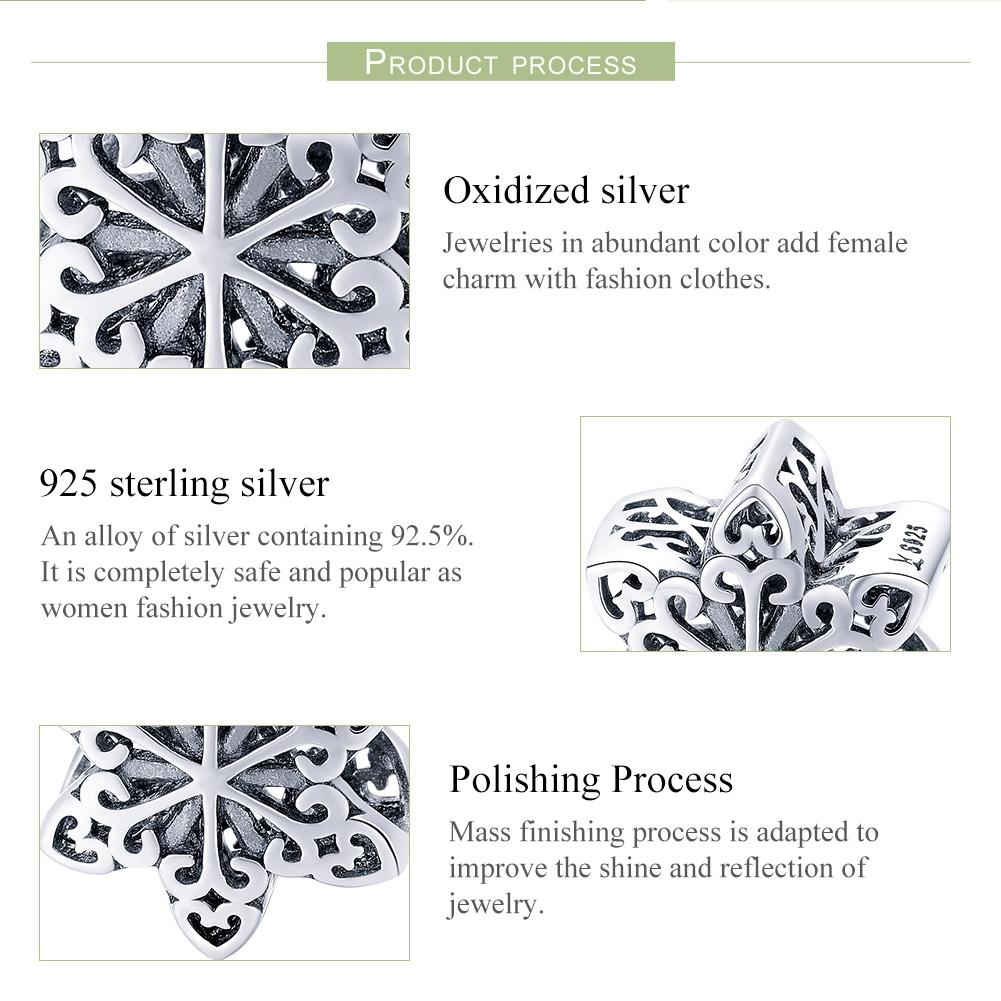 925 Sterling Silver Snowflake Beads For Diy Bracelets & Necklaces 5