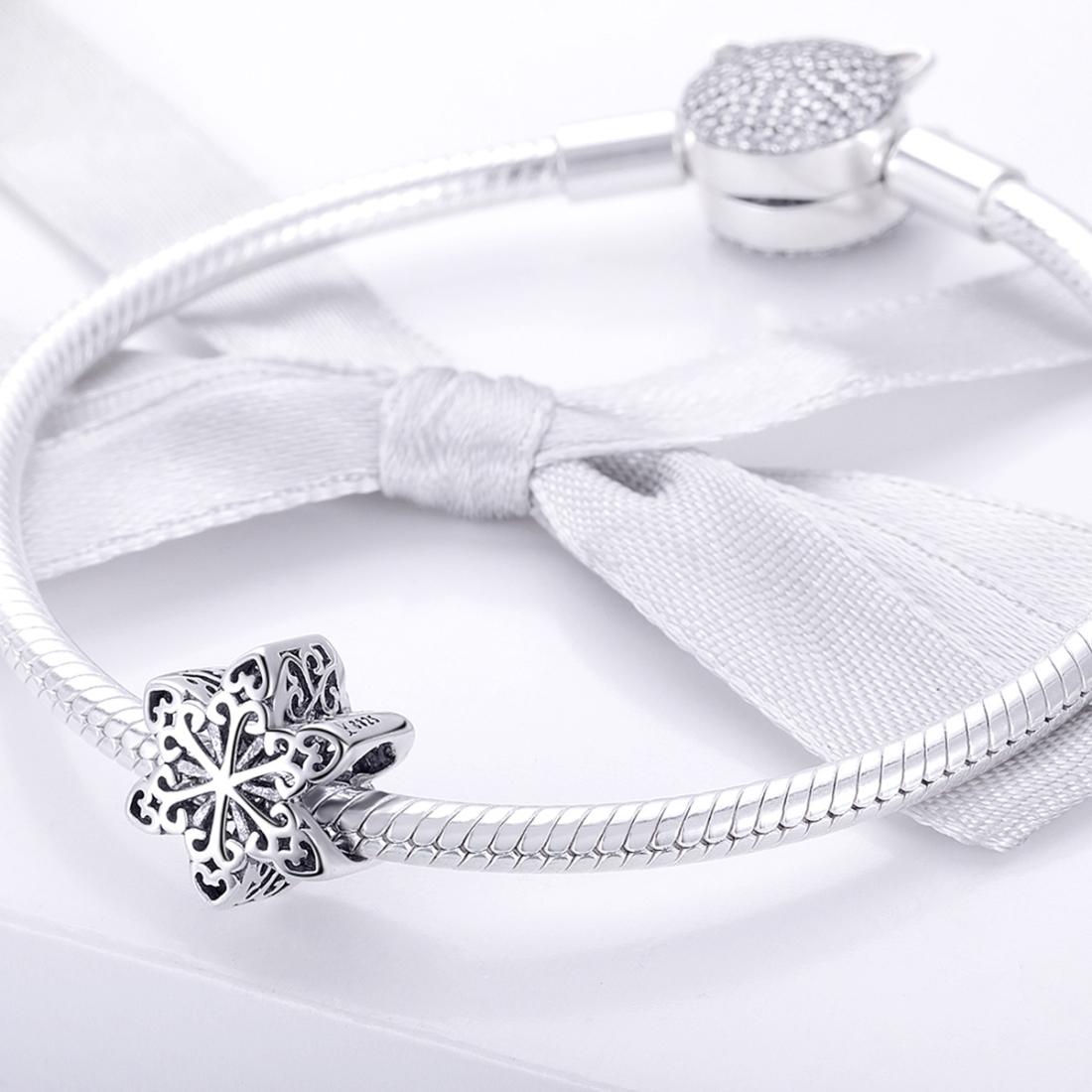 925 Sterling Silver Snowflake Beads For Diy Bracelets & Necklaces 8