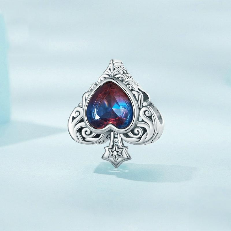 925 Sterling Silver Synthetic Tourmaline Heart Spades Bracelet 3