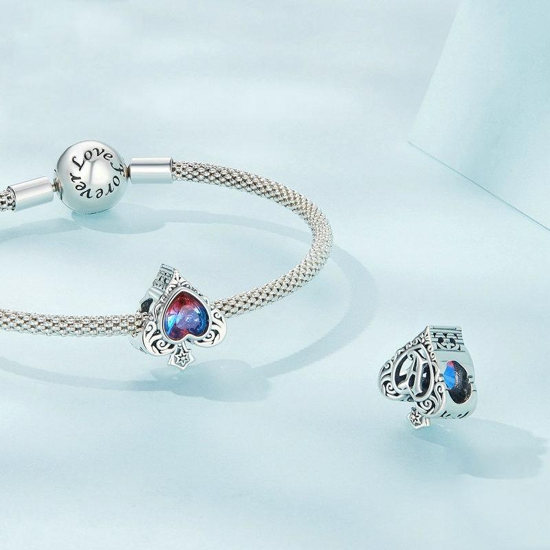 925 Sterling Silver Synthetic Tourmaline Heart Spades Bracelet 4