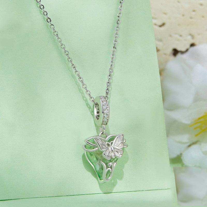 925 Sterling Silver Green Butterfly Pendant For Diy Bracelets 3