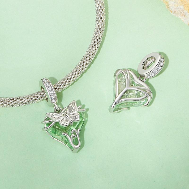 925 Sterling Silver Green Butterfly Pendant For Diy Bracelets 5