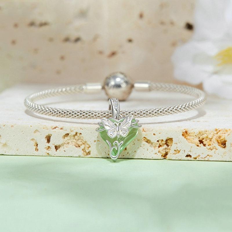 925 Sterling Silver Green Butterfly Pendant For Diy Bracelets 6