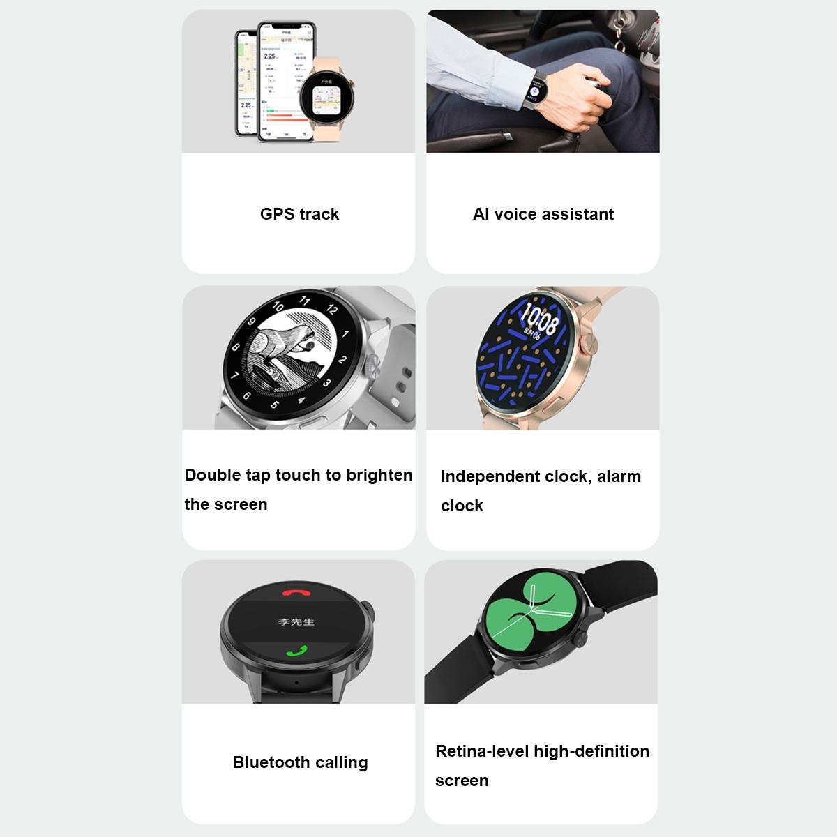 1.36 Inch Hd Screen Smart Call Watch With Nfc Function - Black Silicone 6