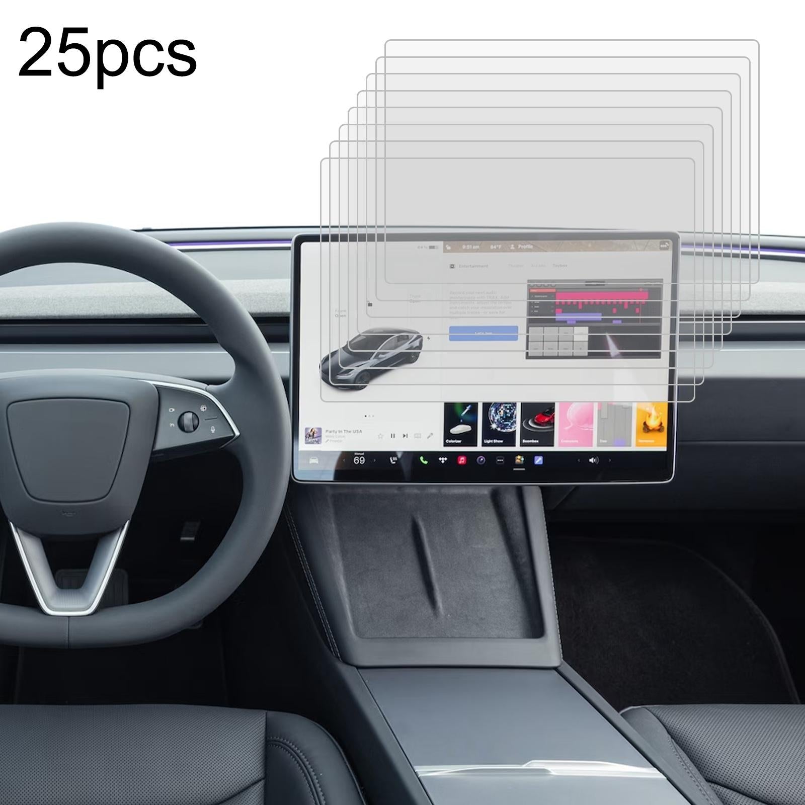 25-pack Tempered Glass Film for Car Navigator Protection - For Tesla Model 3 2024 8