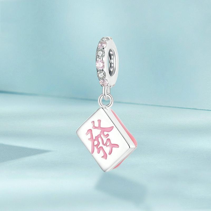 925 Sterling Silver Fortune Mahjong Diy Pendant 3