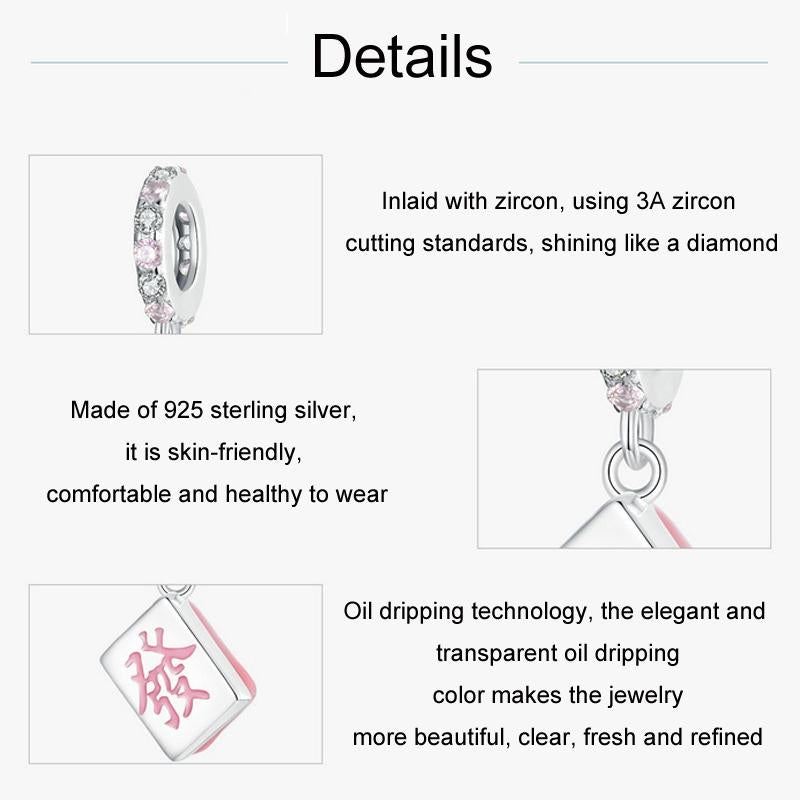 925 Sterling Silver Fortune Mahjong Diy Pendant 4