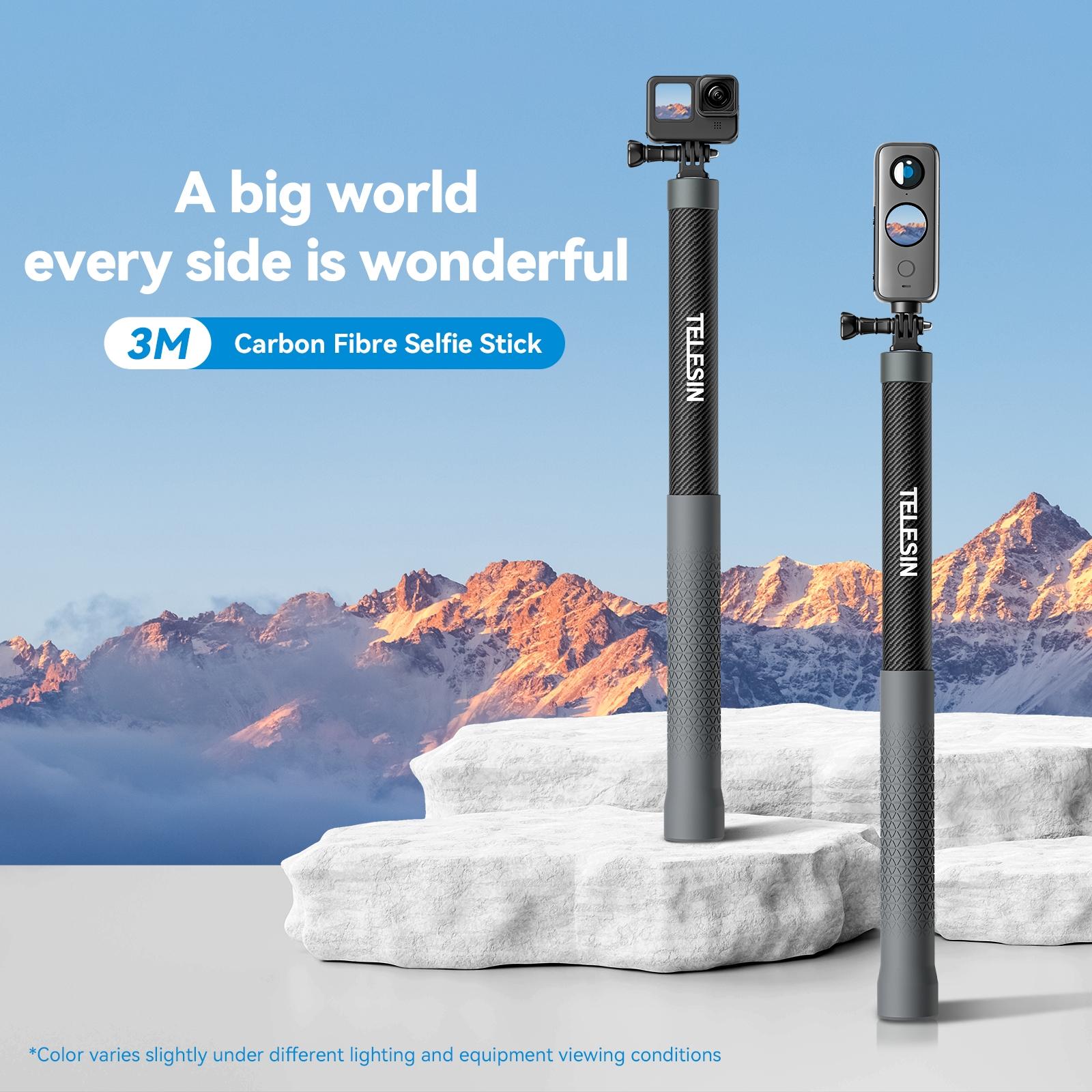 3m Carbon Fiber Selfie Stick Monopod for Action Cameras - 1 / 4 Screw 3
