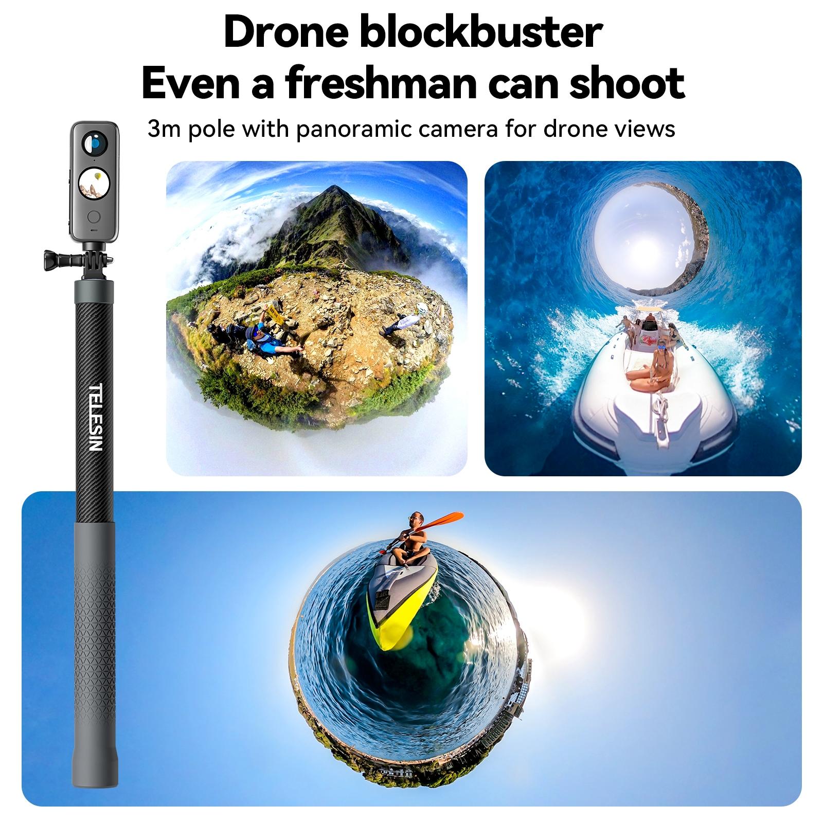3m Carbon Fiber Selfie Stick Monopod for Action Cameras - 1 / 4 Screw 6