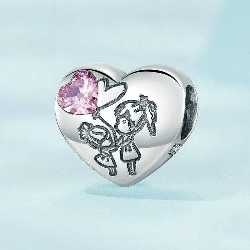 925 Sterling Silver Sisters Love Heart Zircon Bracelet 3