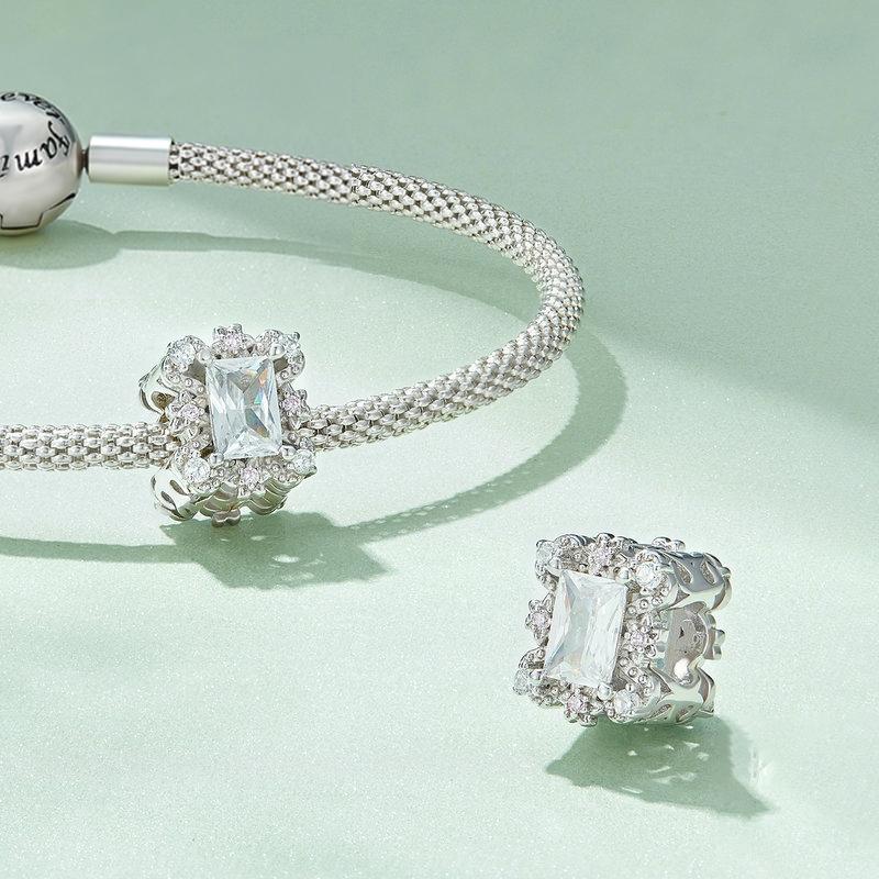 925 Sterling Silver Flower Zirconia Bracelet In Plating 3