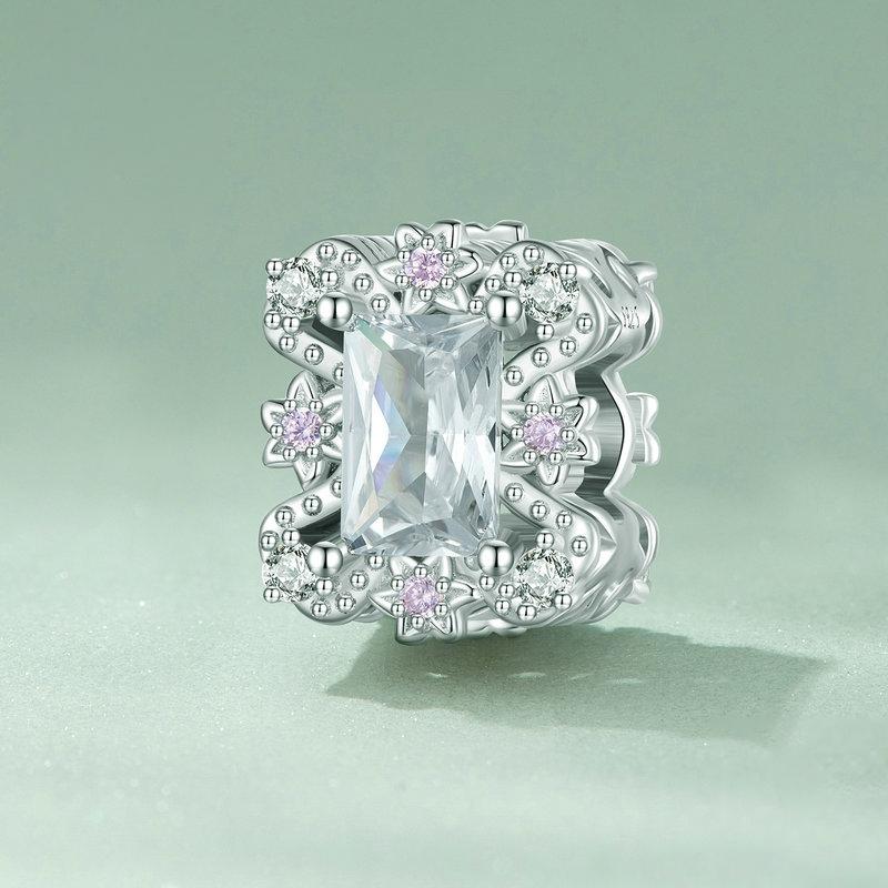 925 Sterling Silver Flower Zirconia Bracelet In Plating 4