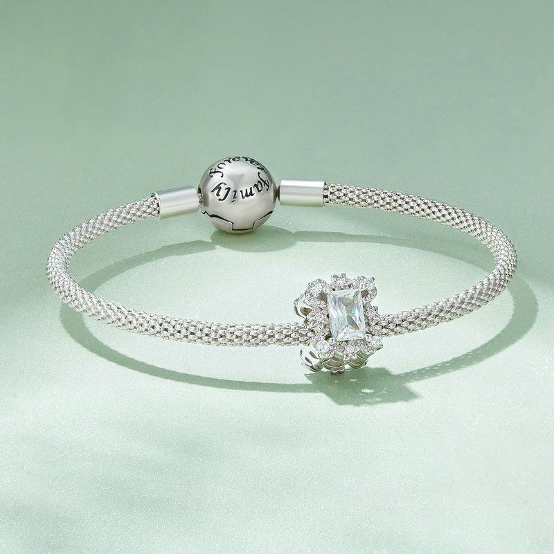 925 Sterling Silver Flower Zirconia Bracelet In Plating 5