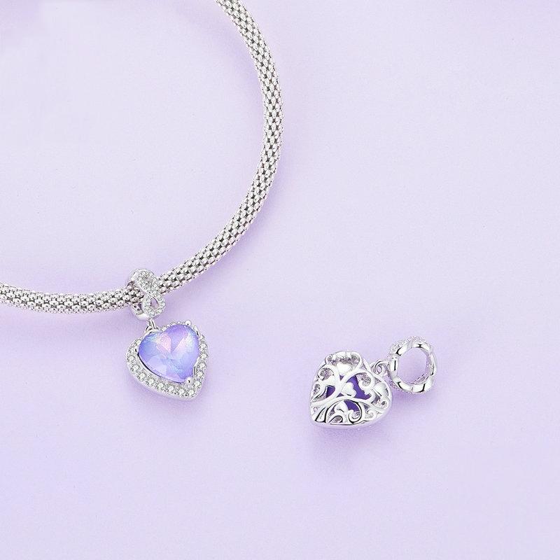 925 Sterling Silver Platinum Plated Zircon Heart Bracelet 3