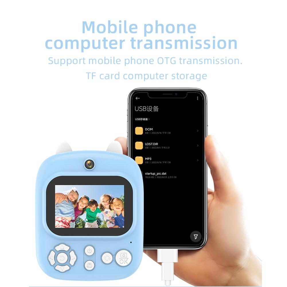 32g Instant Camera with 2.4 Display & Card Reader for Kids - 1200w Blue - Standard Pink 4