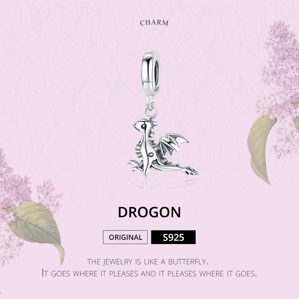925 Sterling Silver Drogon Dinosaur Charm For Diy Bracelets 4