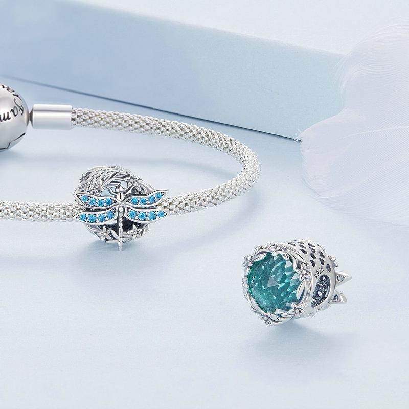 925 Sterling Silver Dragonfly Garland Zircon Bead Bracelet 3