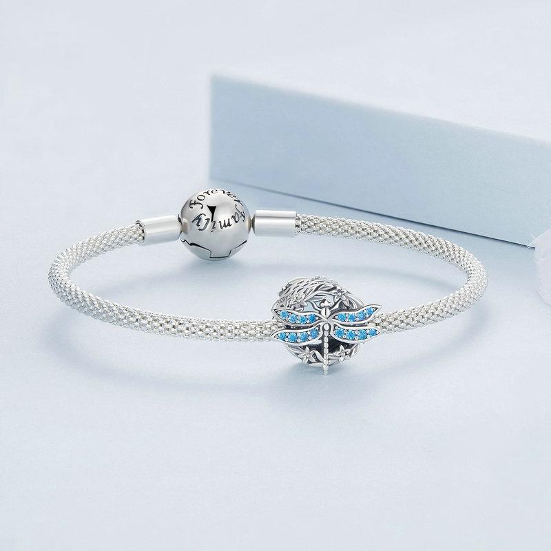 925 Sterling Silver Dragonfly Garland Zircon Bead Bracelet 5