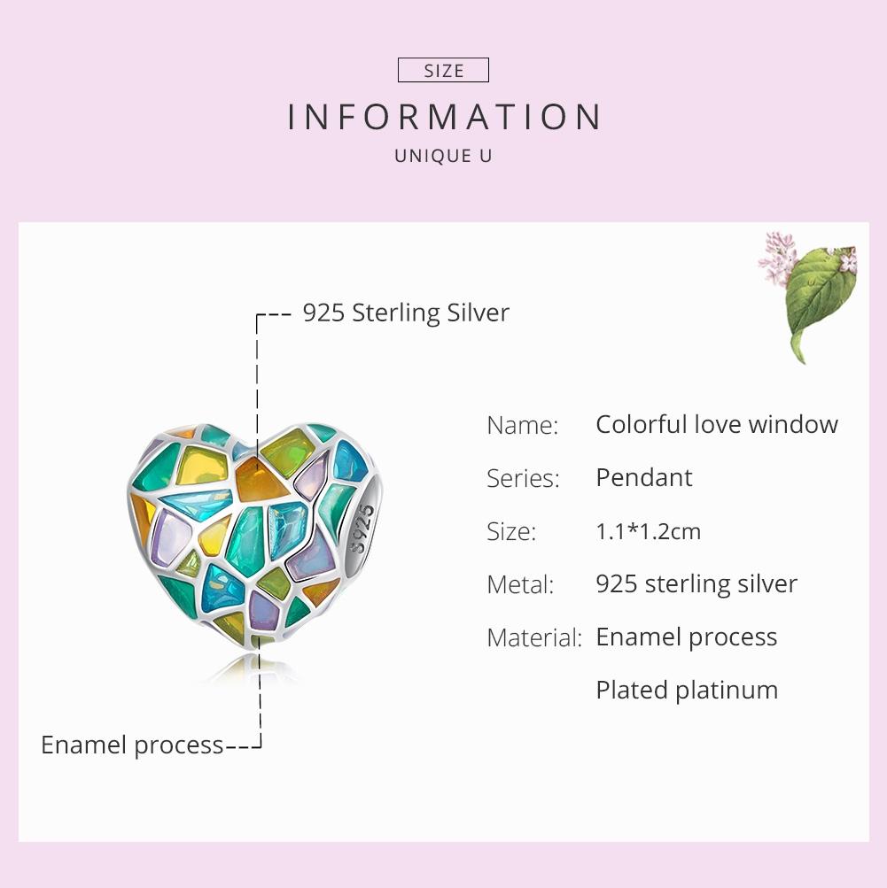 925 Sterling Silver Colorful Heart Beads For Diy Bracelets & Necklaces 4