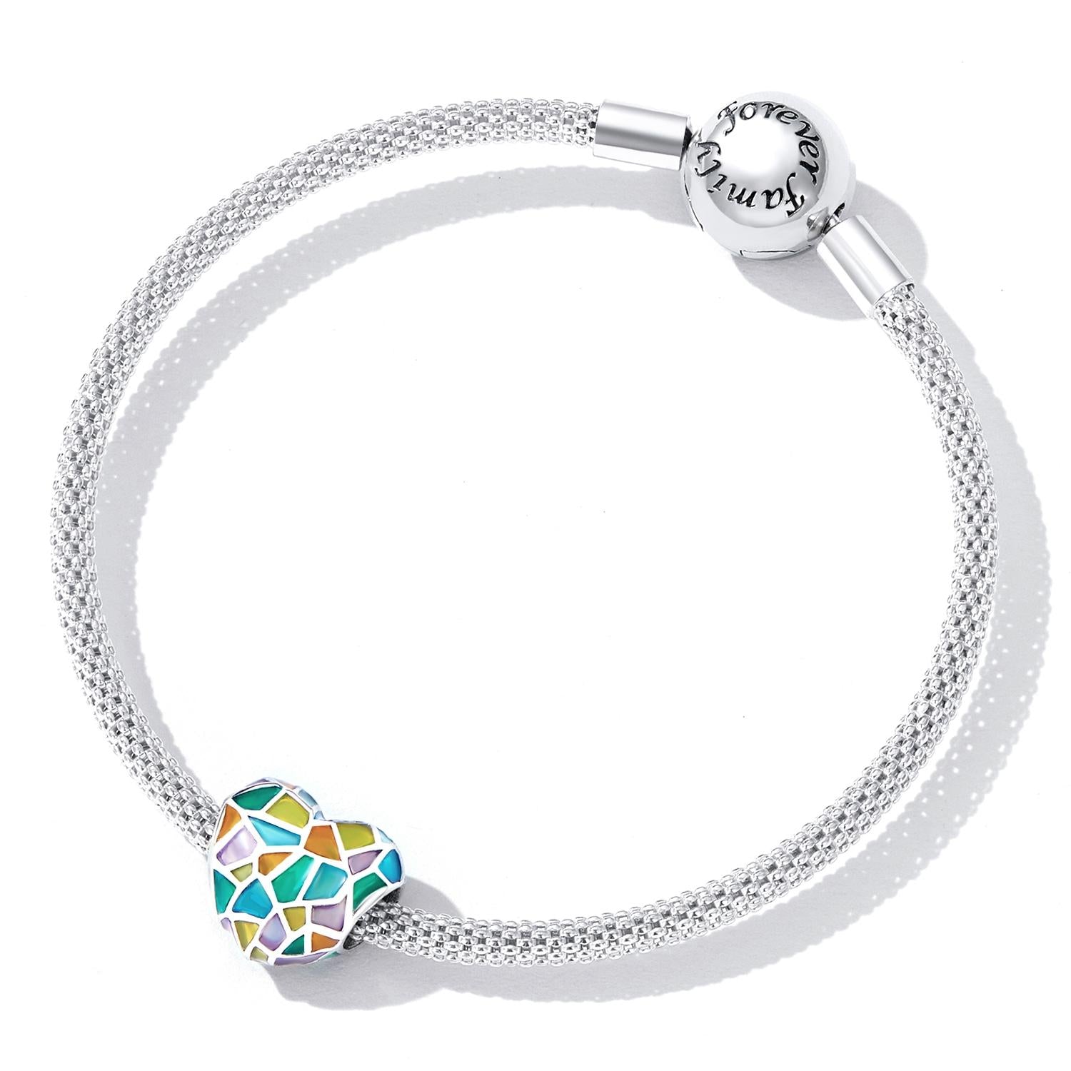 925 Sterling Silver Colorful Heart Beads For Diy Bracelets & Necklaces 7