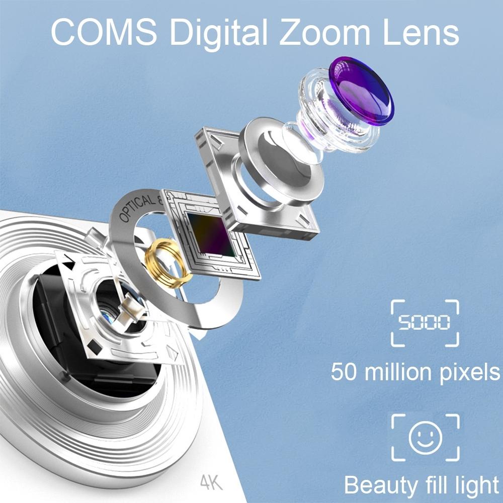 4k 8x Optical Zoom Telescopic Lens Digital Camera - White 2.88 Inch 8