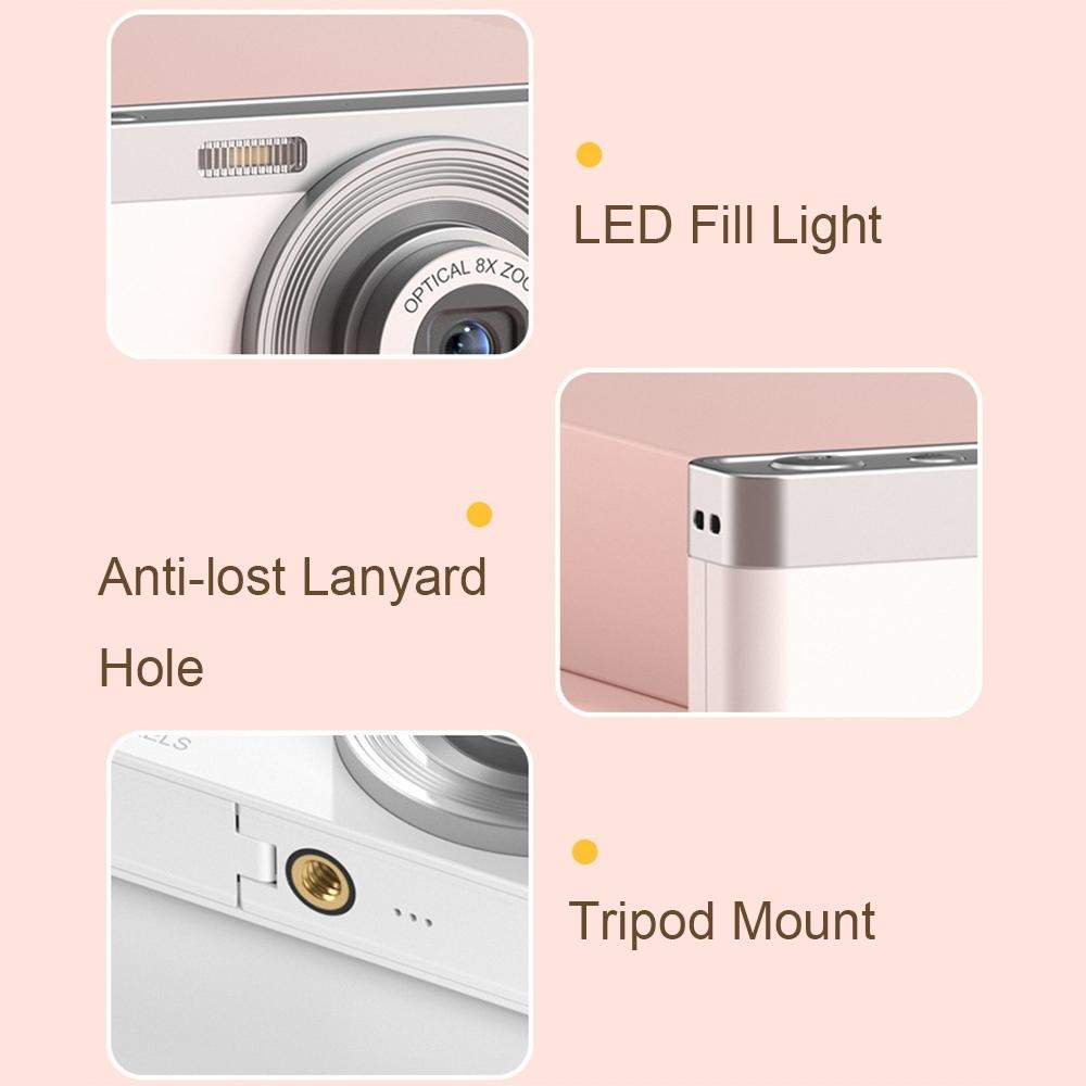 4k 8x Optical Zoom Telescopic Lens Digital Camera - White 2.88 Inch 9