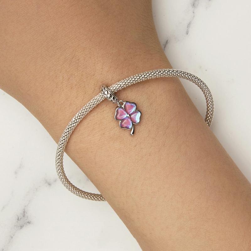 925 Sterling Silver Symphony Clover Pendant For Diy Bracelets 7