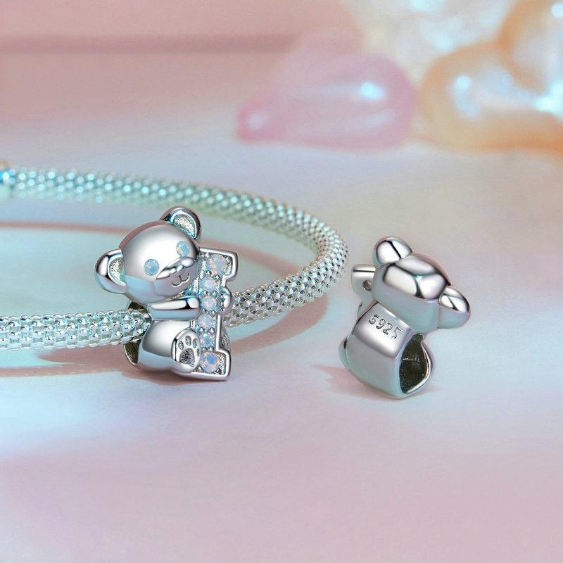 925 Sterling Silver Valentine'S Day Bear Beaded Diy Jewelry 5