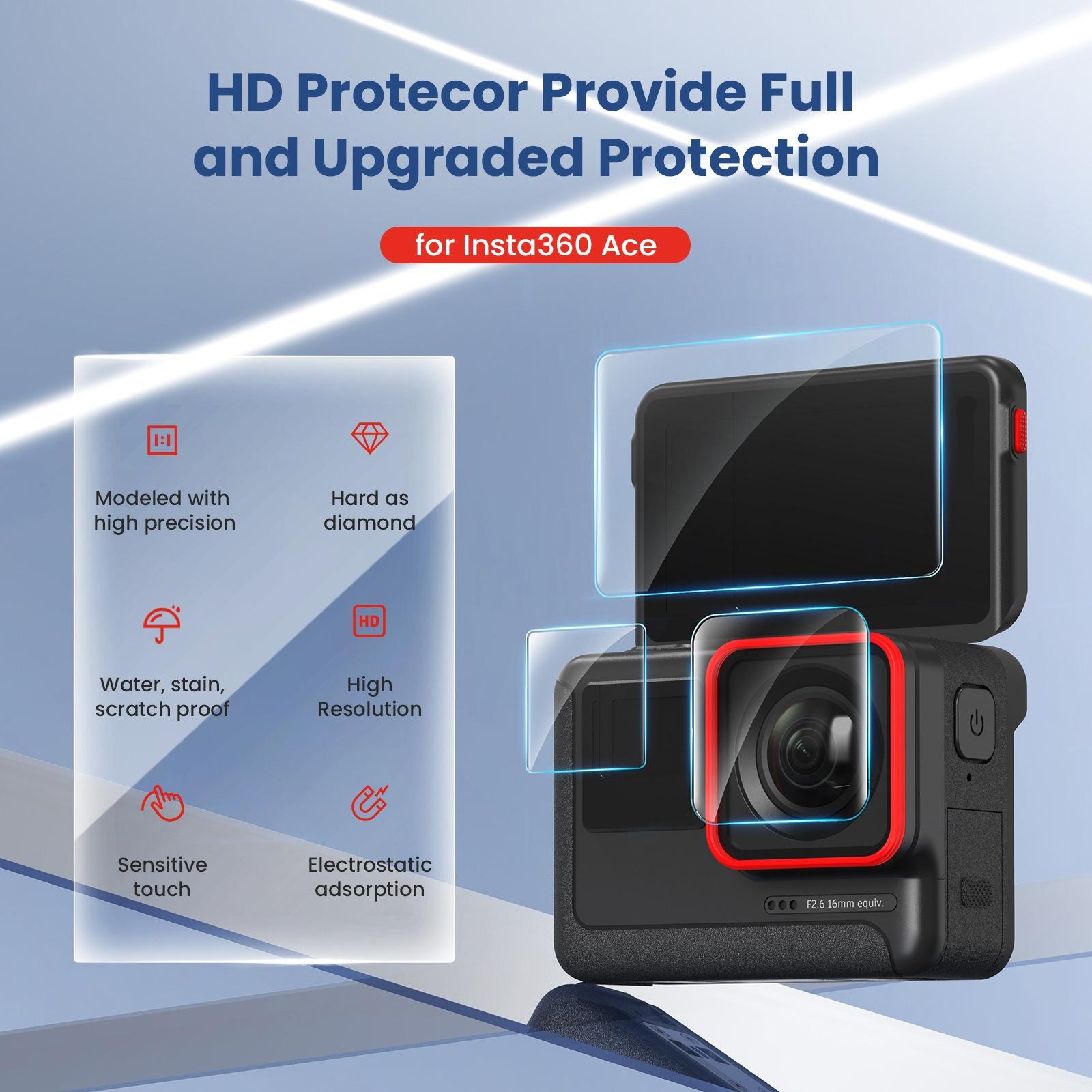 Tempered Film Protective Stickers for Insta360 Ace Amagisn Sports Camera - 3 In 1 6