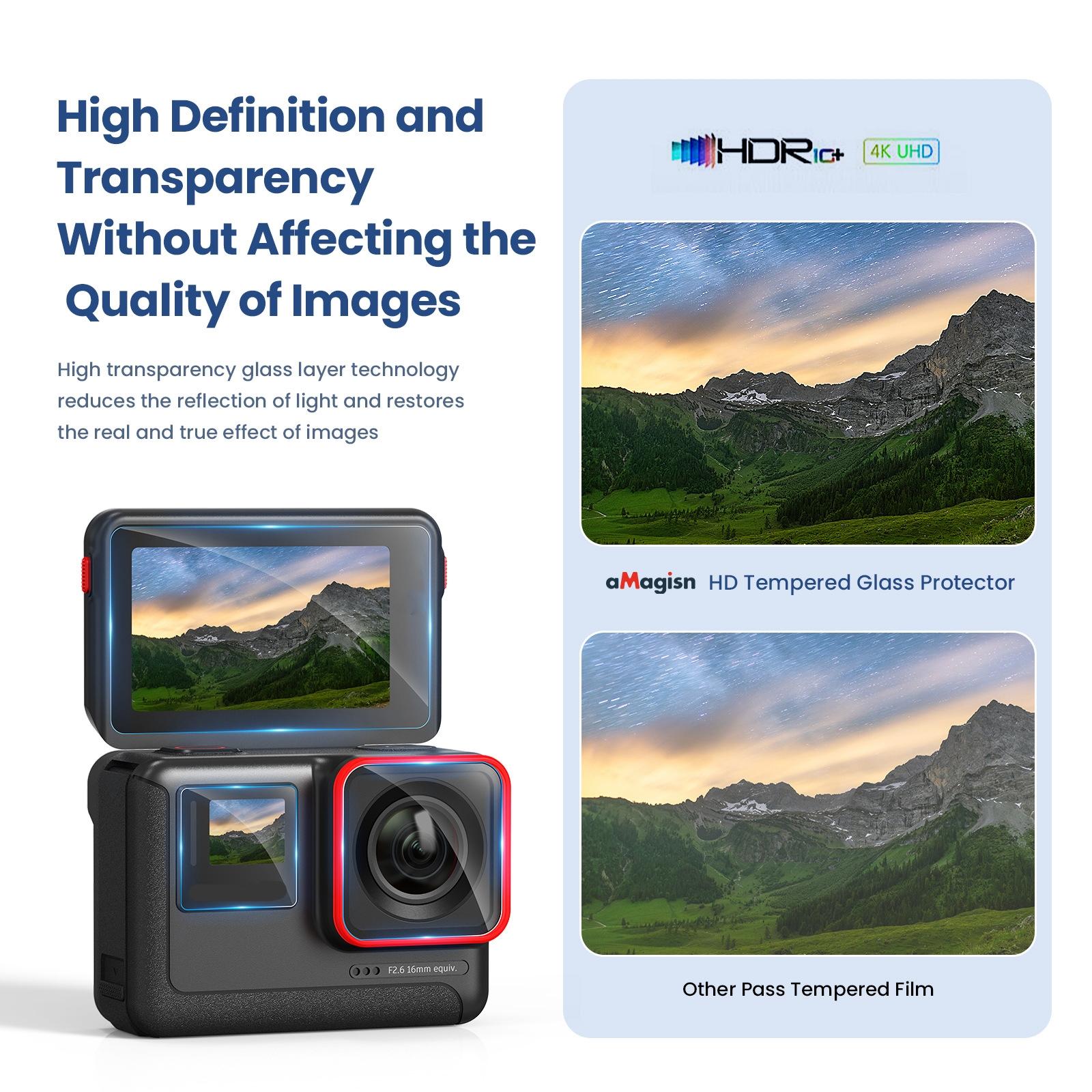 Tempered Film Protective Stickers for Insta360 Ace Amagisn Sports Camera - 3 In 1 9