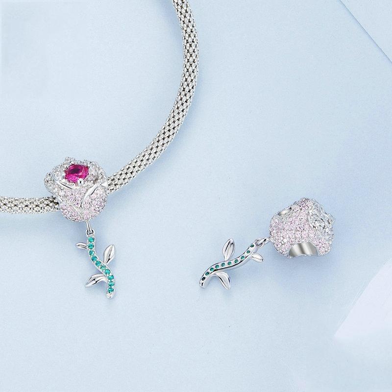 925 Sterling Silver Zirconia Rose Bracelet In 3
