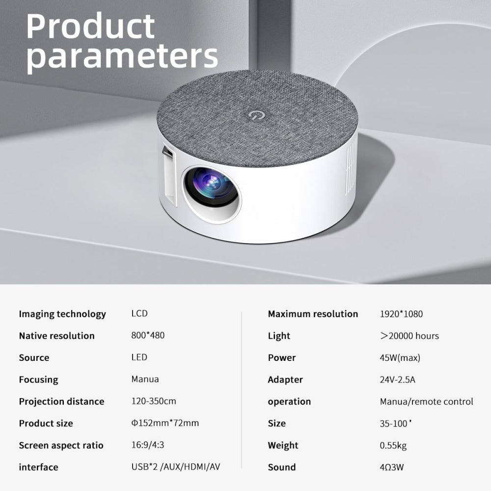 High Definition Mini Projector - 1000 Lumens 800X480 Resolution 5