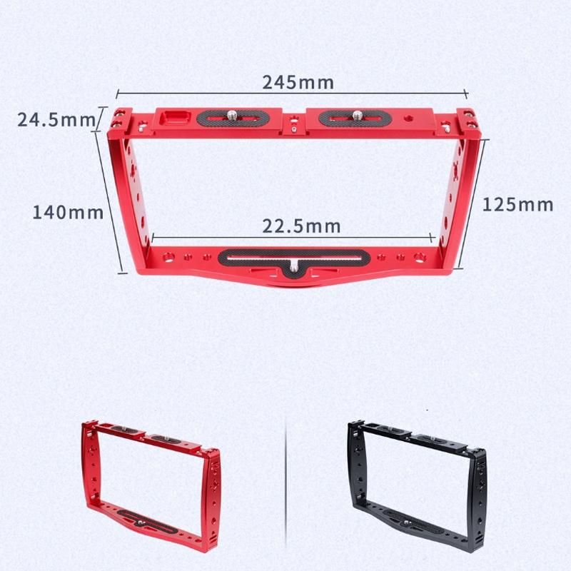 Diving Dual Handheld Grip Bracket Stabilizer Extension Phone Clamp Camera Rig Cage Underwater Case For Gopro Hero9 /8 /7 - Red 5