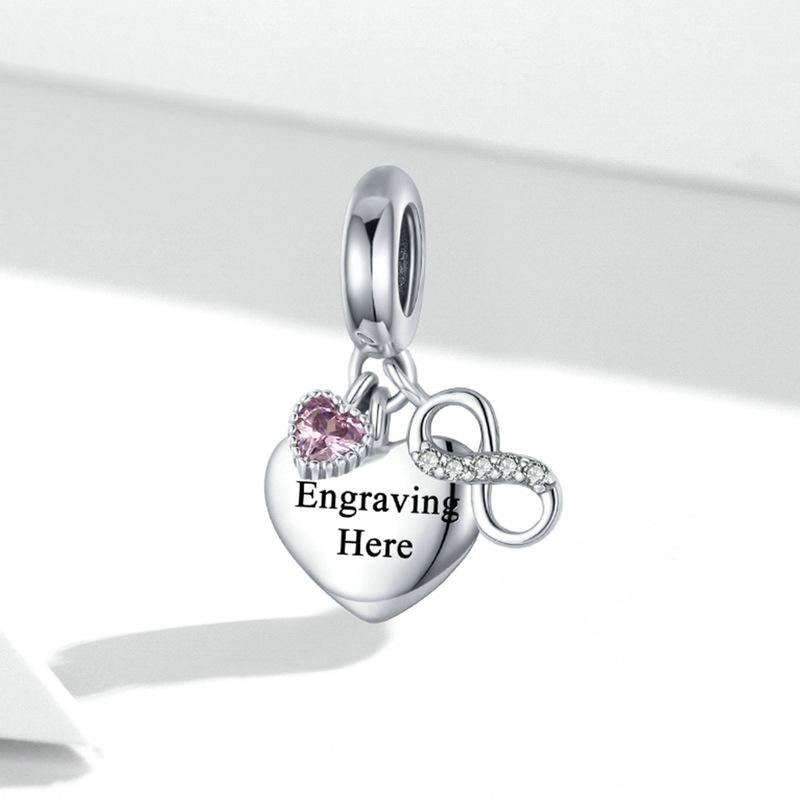925 Sterling Silver Endless Heart Zircon Bracelet Pendant 3